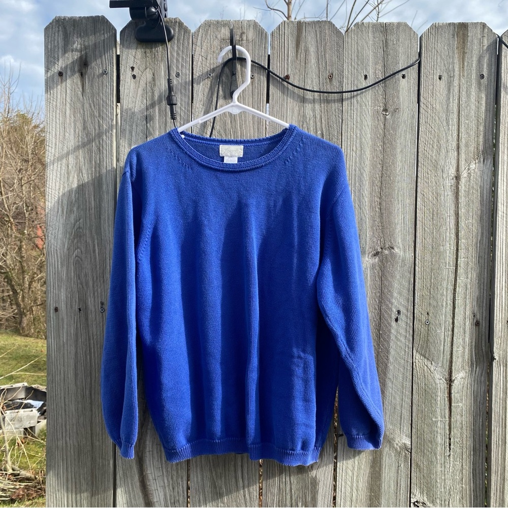 Vintage Foxcroct Royal blue chunky knit sweater‎ size L